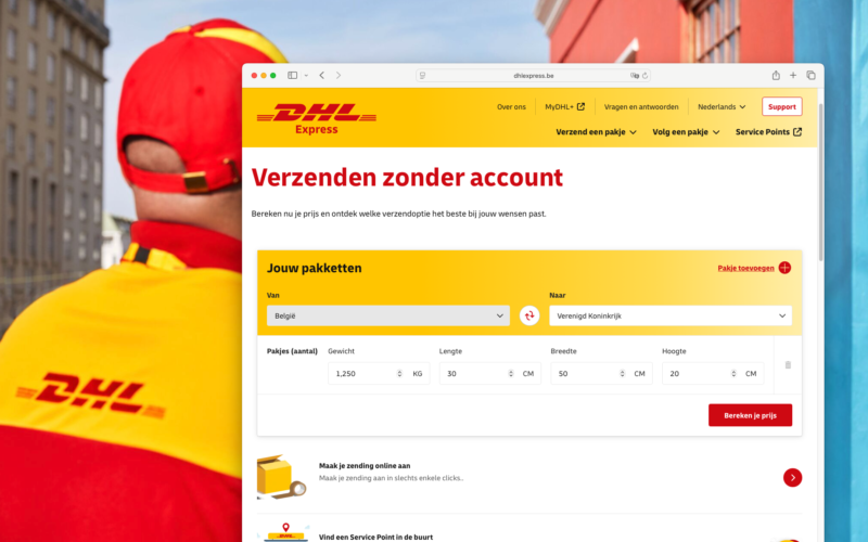 DHL verzenden zonder account